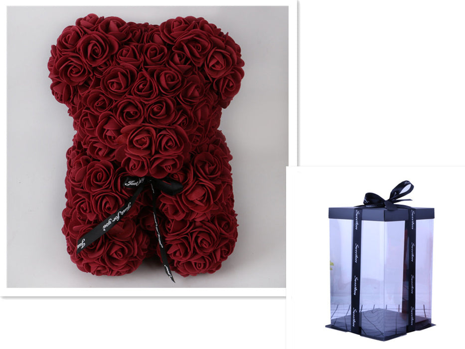 Valentine's Day Gift Rose Bear Eternal Flower Rose Teddy Bear PE Foam Bear 25cm Valentines Day