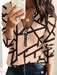 Geometric Abstract Printing Long Sleeve Zipper Sweater Pullover