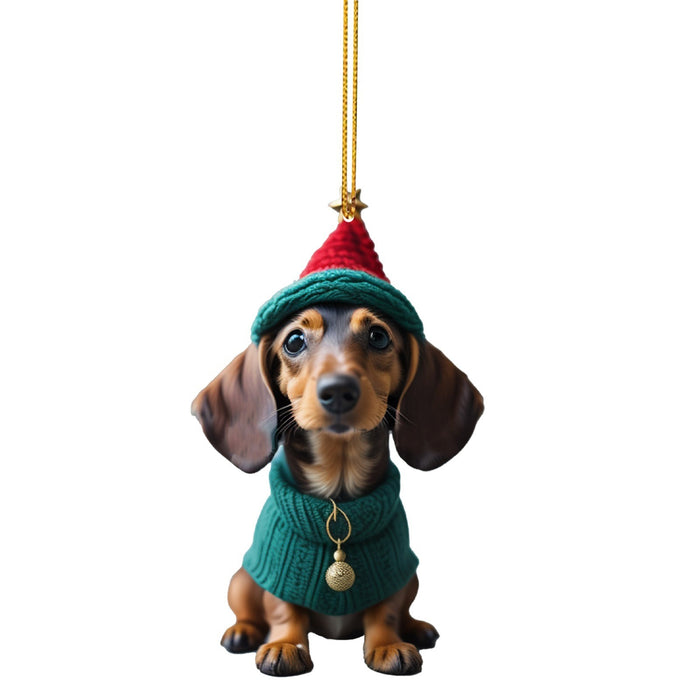 Christmas Sausage Dog Modeling Hanging Ornaments For Decoration