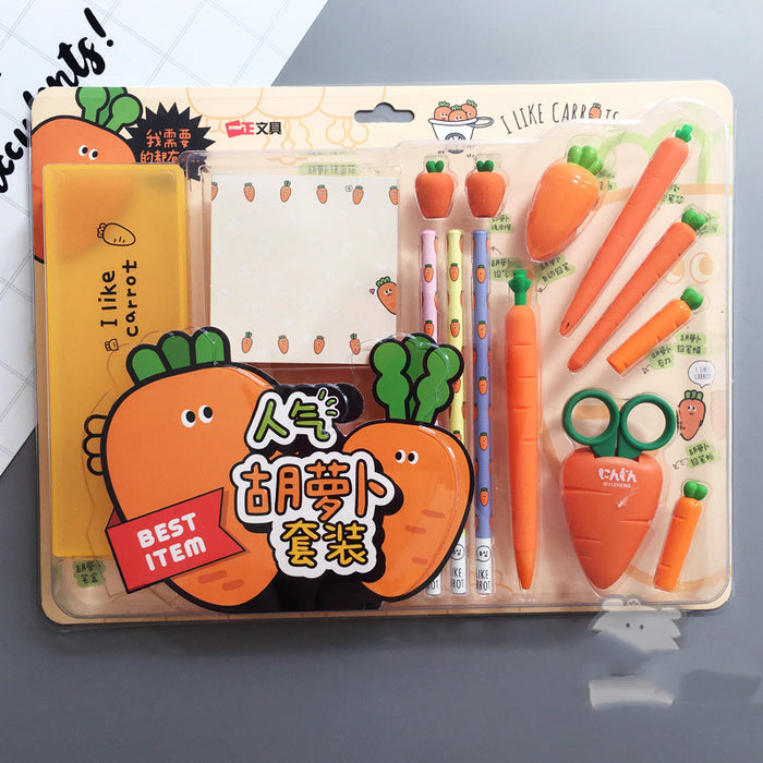 Korean Creative Cartoon Carrot Stationery Set 13 Pieces