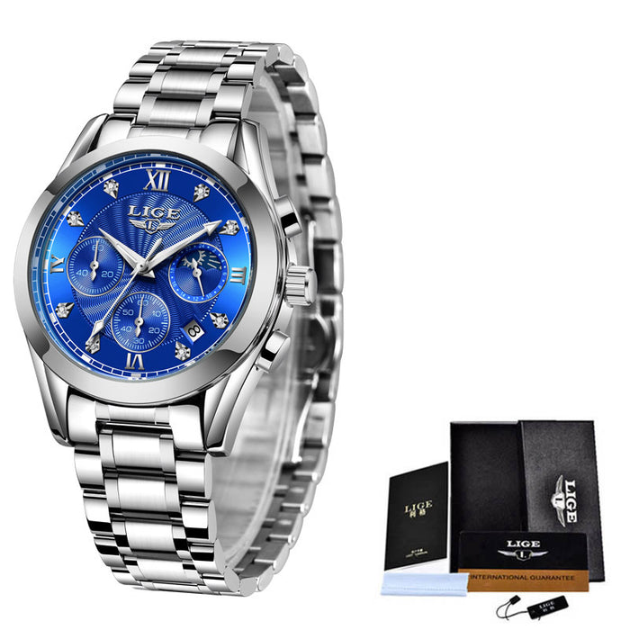 Stainless steel waterproof watch