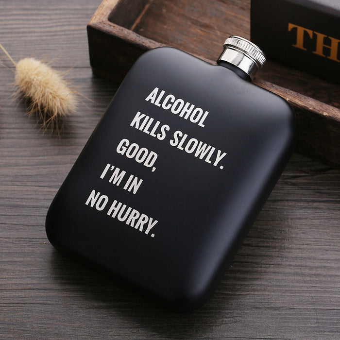 Square English 304 stainless steel hip flask