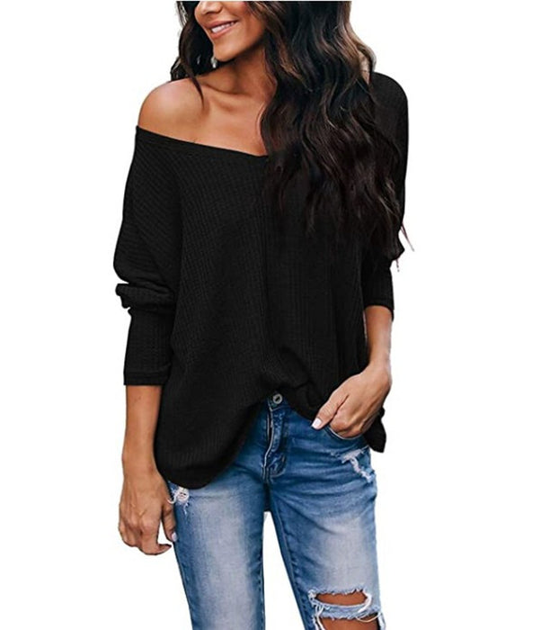 Women's Autumn Loose-fitting Lightweight Thin Large V-neck Plus Size Long-sleeved Sweater