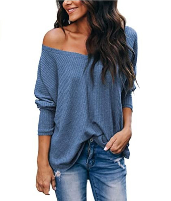 Women's Autumn Loose-fitting Lightweight Thin Large V-neck Plus Size Long-sleeved Sweater