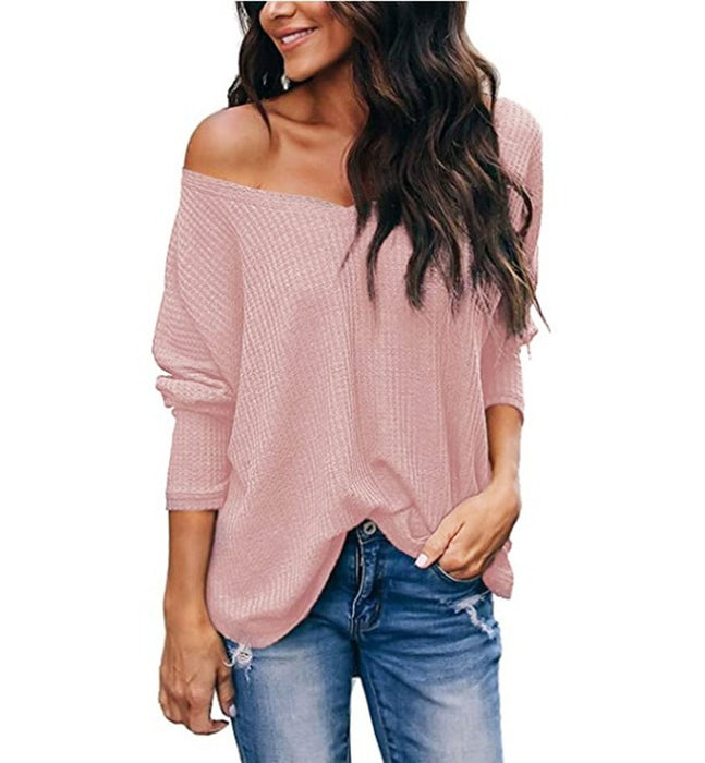 Women's Autumn Loose-fitting Lightweight Thin Large V-neck Plus Size Long-sleeved Sweater