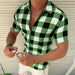 PLAID T SHIRT MENS ZIPPER SHORT SLEEVE SHIRTS SUMMER MEN CLOTHING