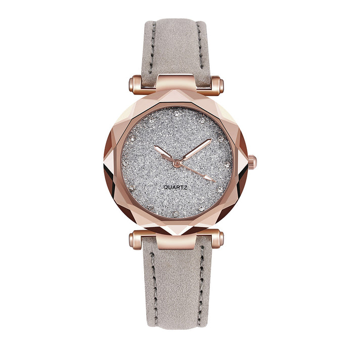 Casual Women Romantic Starry Sky Wrist Watch Leather Rhinestone Designer Ladies Clock