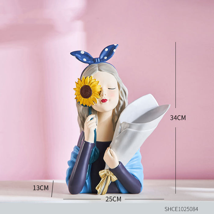 Home Decor Girl Figurine Resin Sculpture Abstract Art Room Decor