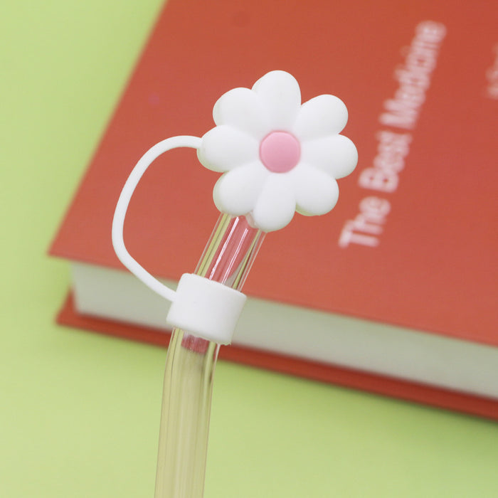 Cute Silicone Straw Covers Cap For 40ml Cup Reusable Straw Tips Lids Dust-Proof Drinking Straw