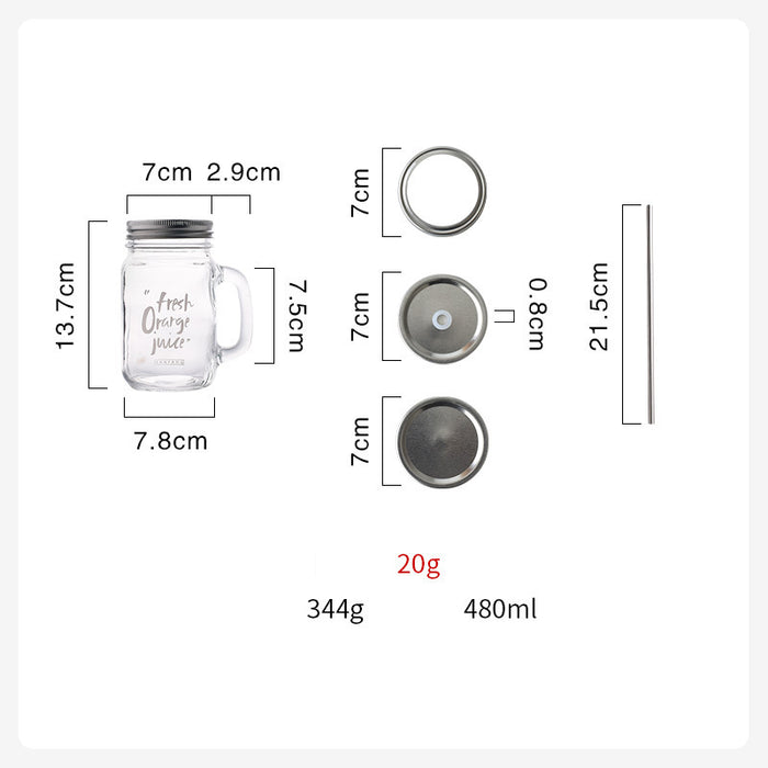 Retro Simple Glass With Lid Ins Mason Bottle Rooster Cup Milk Tea Large Capacity Straw Cold Tea