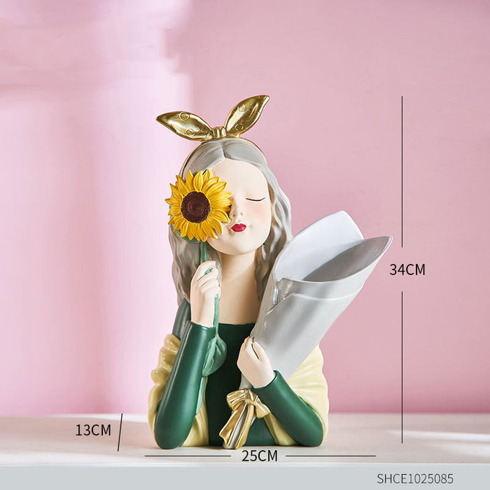 Home Decor Girl Figurine Resin Sculpture Abstract Art Room Decor