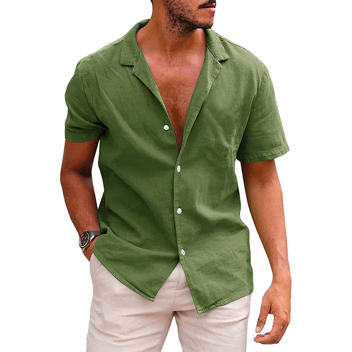 Men's Tops Casual Button Down Shirt Short Sleeve Beach Shirt Summer