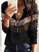 Geometric Abstract Printing Long Sleeve Zipper Sweater Pullover