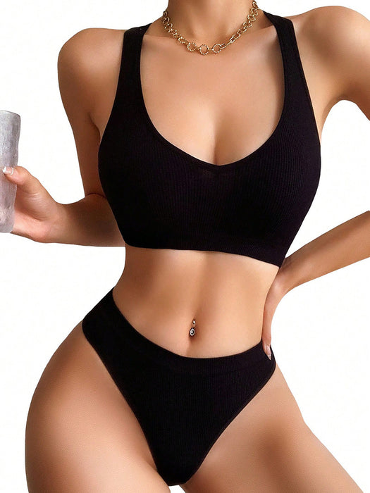 European And American Sexy Two-piece Sports Yoga Shockproof Push Up Sports Vest