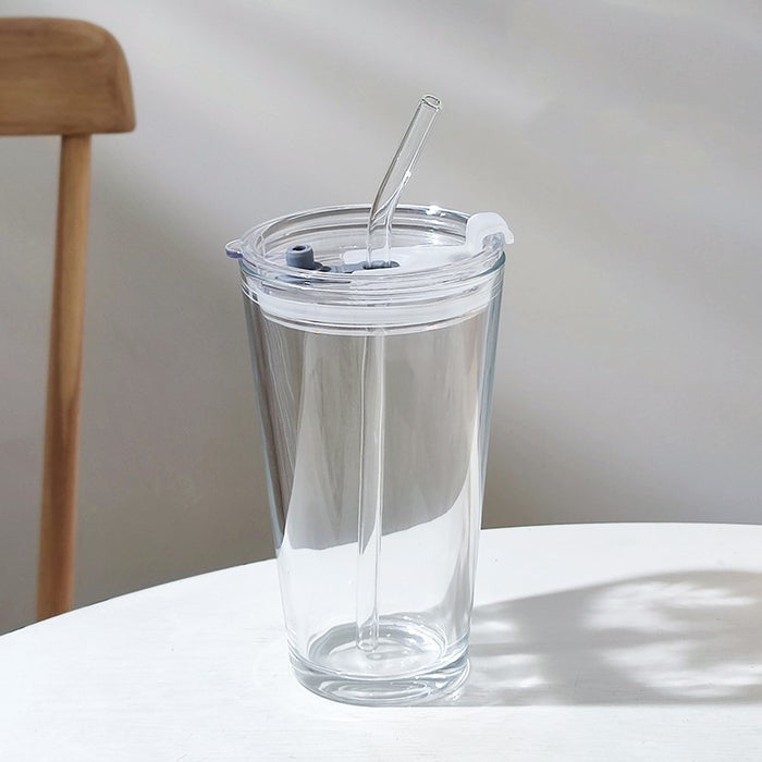 Household Glass Water Cup With Lid