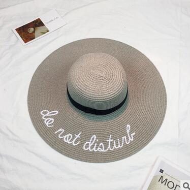 Straw Hat With Embroidery Letters