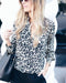 European And American Style Women Printed Leopard Button Women's Long-sleeve Blouse