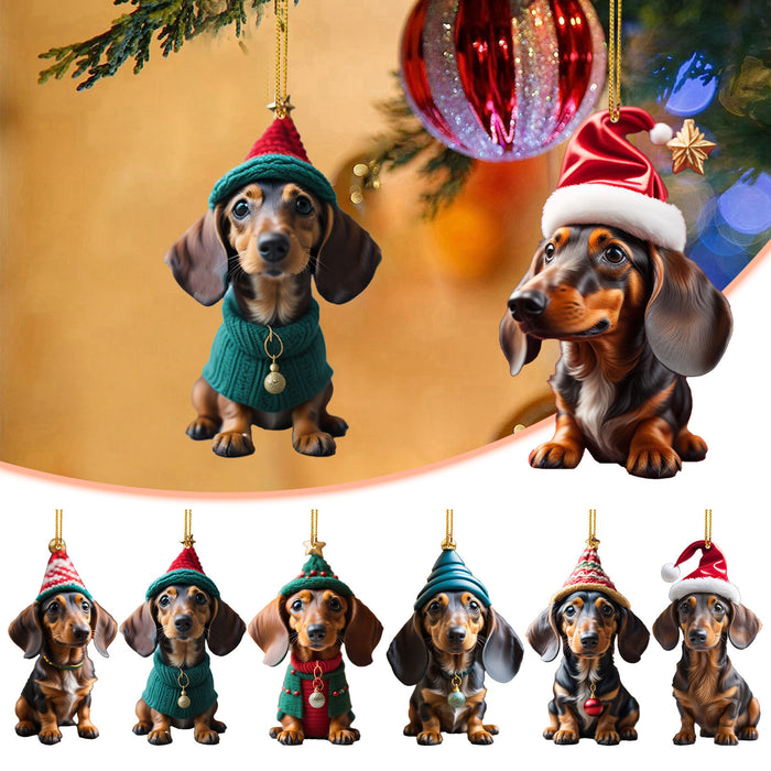 Christmas Sausage Dog Modeling Hanging Ornaments For Decoration