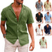 Men's Tops Casual Button Down Shirt Short Sleeve Beach Shirt Summer