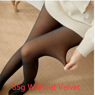 Fleece-lined Thickened Sheer Tights Leggings Transparent One-piece Pantyhose Superb Fleshcolor Pantynose