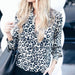 European And American Style Women Printed Leopard Button Women's Long-sleeve Blouse