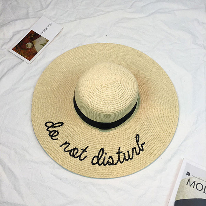 Straw Hat With Embroidery Letters