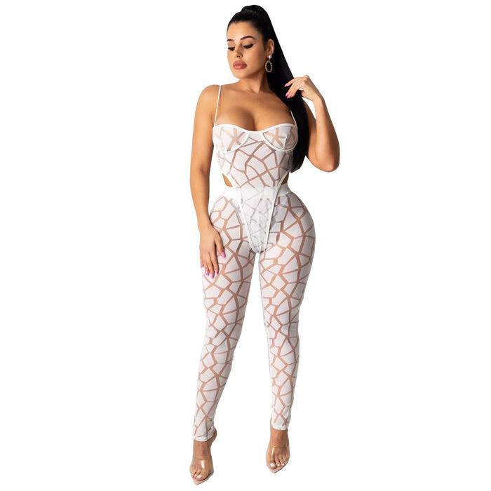 European And American Women's Mesh Two-piece Set