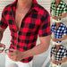 PLAID T SHIRT MENS ZIPPER SHORT SLEEVE SHIRTS SUMMER MEN CLOTHING