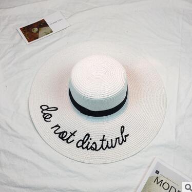 Straw Hat With Embroidery Letters