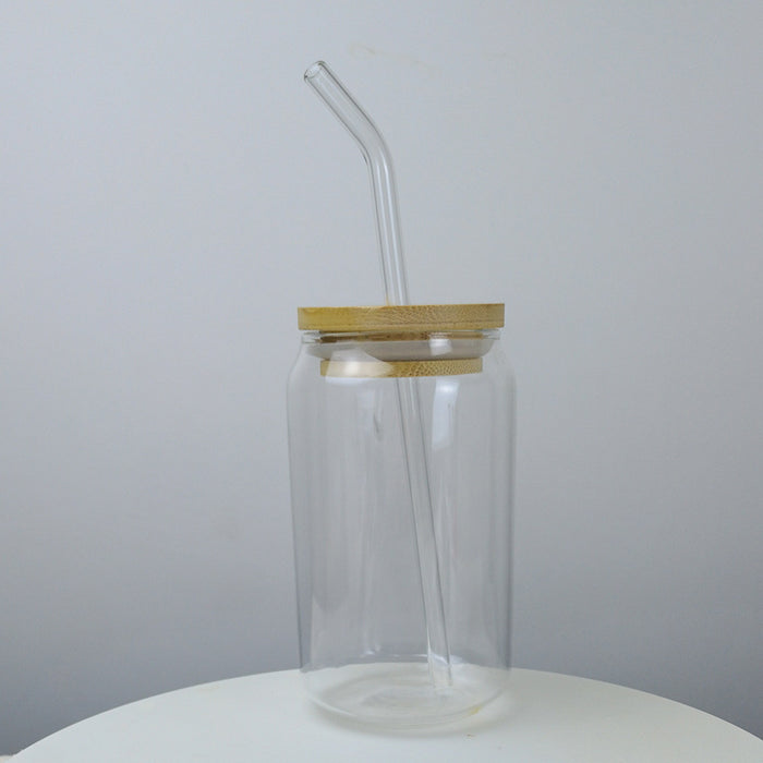 Straw Borosilicate Glass With Bamboo Lid 350ml