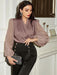 Women's Fashion Pure Color Mesh Long-sleeved Stitching Pullover Shirt