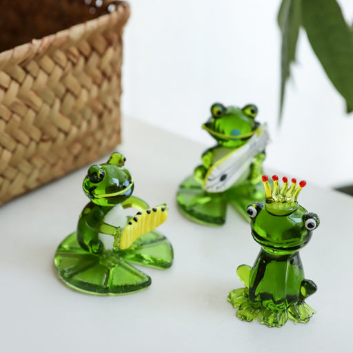 Home Decor Glass Frog Ornament Shape