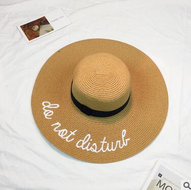 Straw Hat With Embroidery Letters