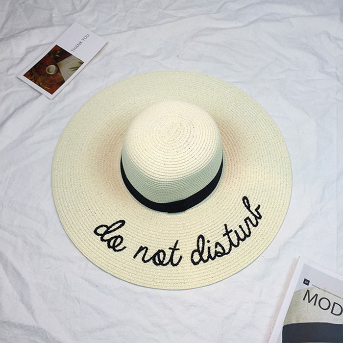 Straw Hat With Embroidery Letters